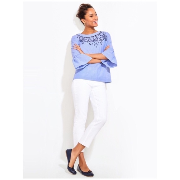 Talbots Ruffle Sleeves Floral Embroidered Blouse - Picture 8 of 8